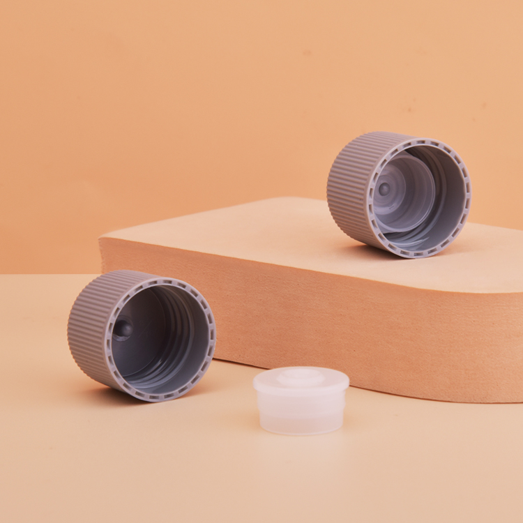High Quality Customizable Color Logo 24mm Gray Ribbed Side Cosmetic Bottle Lid 24/410 PP Plastic Lotion Bottle Screw Cap