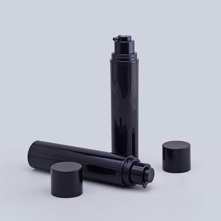 Wholesale PP Plastic Empty Glossy Black 55ml Airless Bottle With Pump for Lotion Cosmetics Packaging