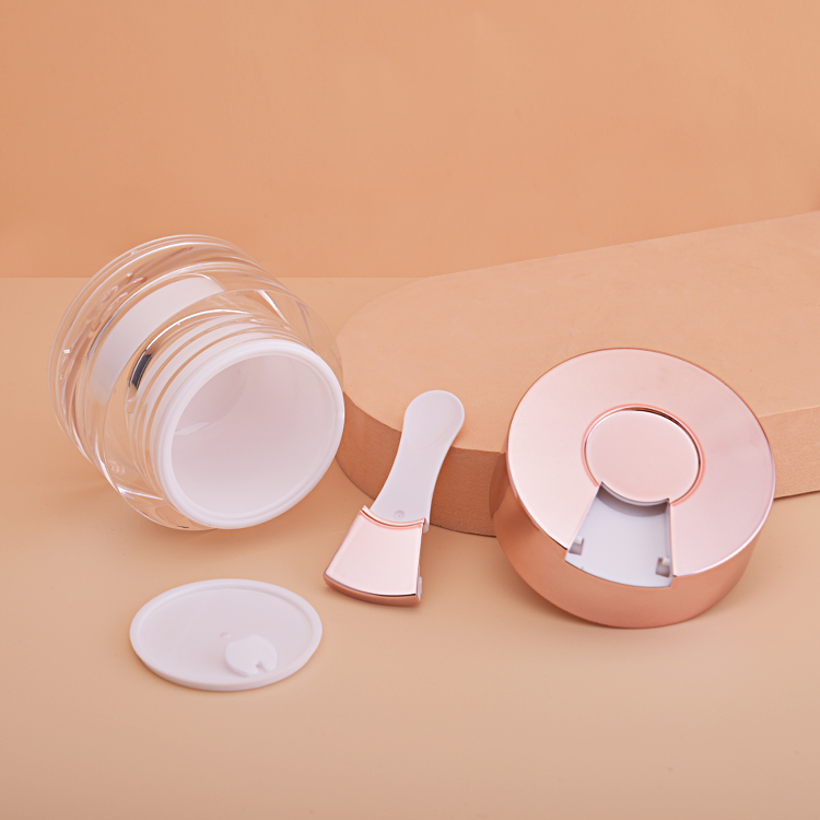 Cosmetic Packaging 50g High Grade Plastic Round Shape Cosmetics Eye Facial Skincare Cream Empty Acrylic Jar With Spatula